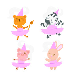 animals in ballet set on the white background
