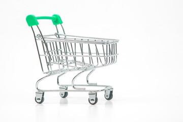 shopping cart for market groceries on white background