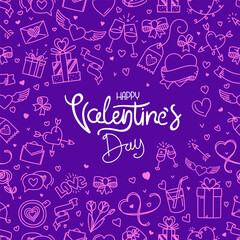 Valentines Day banner with lettering inscription