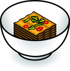 A small white bowl of kimchi.