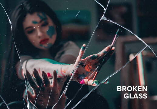 Broken Glass Screen Photo Effect Mockup