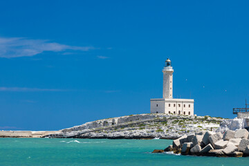 Lighthouse in Vieste, Apulia region, Italy - obrazy, fototapety, plakaty