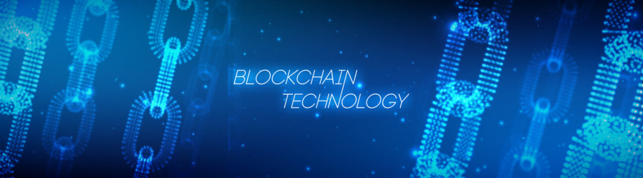 Blockchain technology background. Cryptocurrency fintech block chain network and programming concept. Abstract Segwit.