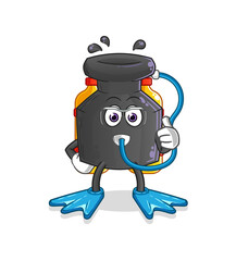 ink divers mascot. cartoon vector