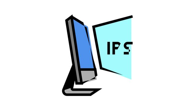 ips computer display animated color icon. ips computer display sign. isolated on white background