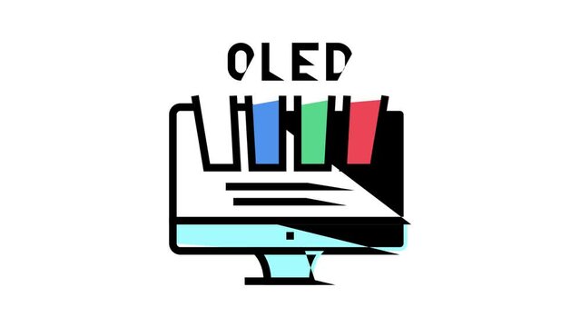 oled computer monitor animated color icon. oled computer monitor sign. isolated on white background