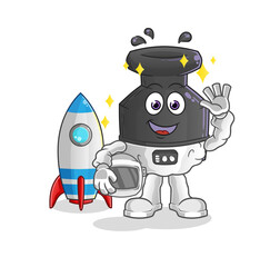 ink astronaut waving character. cartoon mascot vector