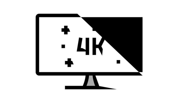 4k resolution computer display animated color icon. 4k resolution computer display sign. isolated on white background