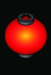 A classic glowing red lantern on a black background.