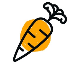 silhouette illustration of a carrot on a orange background