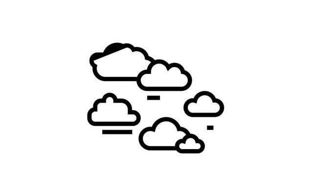 natural clouds animated black icon. natural clouds sign. isolated on white background