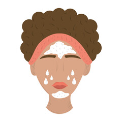 woman applying moisturizing cream, care of skin daily routine