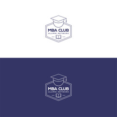 Education logo template with a lined style icons on a white, light and dark background. 