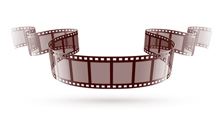 Online cinema video film tape, Isolated on white background, Retro movie film-reel ribbon with frames for cinematography. Eps10 vector illustration.
