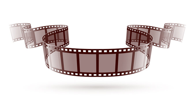 Online cinema video film tape, Isolated on white background, Retro movie film-reel  ribbon with frames for cinematography. Eps10 vector illustration. Stock  Vector