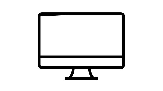 hd resolution computer screen animated black icon. hd resolution computer screen sign. isolated on white background