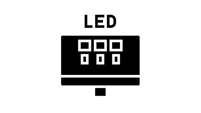 led computer monitor animated black icon. led computer monitor sign. isolated on white background