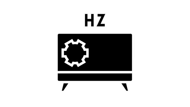 hz settings and test monitor animated black icon. hz settings and test monitor sign. isolated on white background