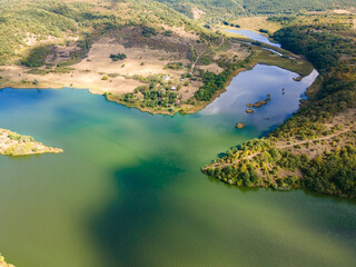 Naklejka na ściany i meble Aerial view of Pchelina Reservoir, Bulgaria
