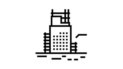 building engineering animated black icon. building engineering sign. isolated on white background