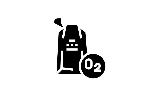 oxygen mask package animated glyph icon. oxygen mask package sign. isolated on white background