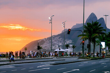 Fototapeta premium Entardecer em Ipanema, Rio de Janeiro