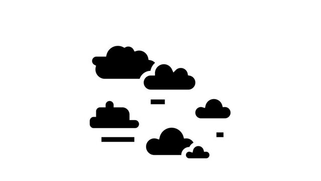 natural clouds animated glyph icon. natural clouds sign. isolated on white background