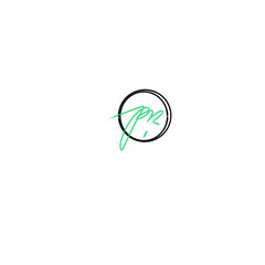 Obraz premium PR white background initial handwriting logo for identity