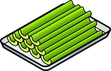 A tray of crunchy celery sticks.