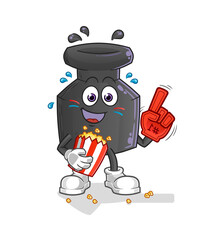 ink fan with popcorn illustration. character vector