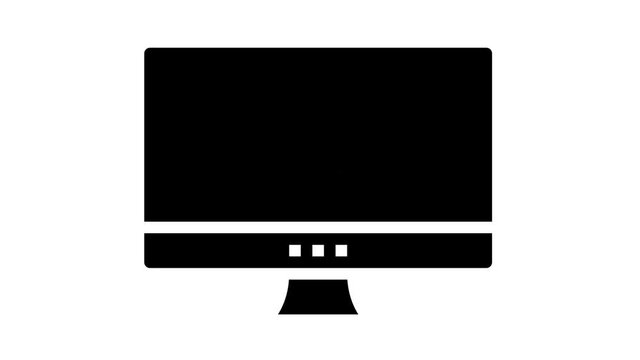 hd resolution computer screen animated glyph icon. hd resolution computer screen sign. isolated on white background