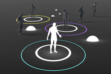 lighting figures for human network - 3d rendering