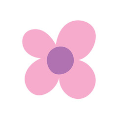 cartoon pink flower decoration icon in isolated style
