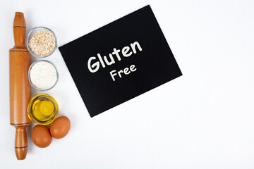 Gluten free handwriting concept background, banner. healthy eating concept background
