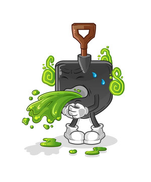 recommend clip art: shovel throw up cartoon. cartoon mascot vector