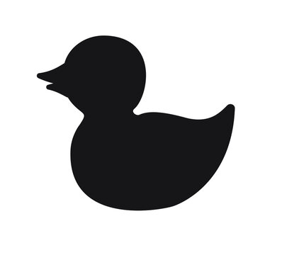 Vector bath duck toy silhouette isolated on white background