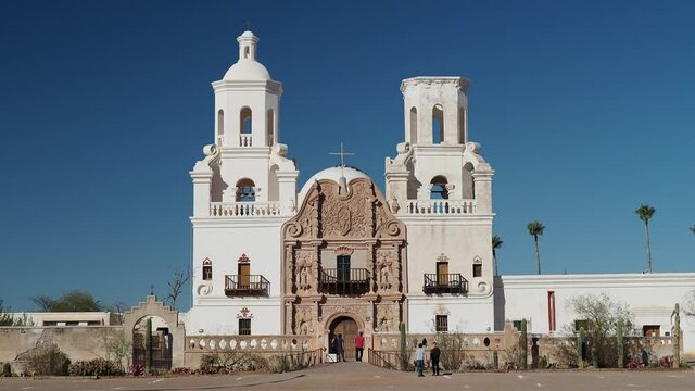 Sunny view of the beautiful San Xavier del Bac Mission