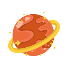 space planet saturn astronomy adventure explore cartoon flat style