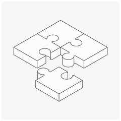 Puzzle icon design, Vector illustration. Isometric puzzle background. Editable stroke.