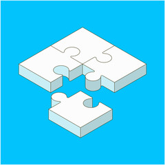 Puzzle icon design, Vector illustration. Isometric puzzle background. Editable stroke.