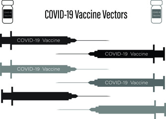 Vector icons of COVID-19 Vaccine syringes for artworks.