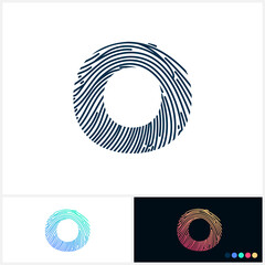 O Vector Letter base fingerprint logo for a modern world. Initial letter o illustration Icon Fingerprint Black and white and colorful Concept