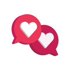 Heart in speech bubble icon. Love, like a sign. Isometric, three dimensions. Emotion, chat and Social Network Vector illustration