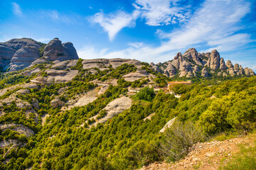 Montserrat mountains near Benedictine abbey Santa Maria de Montserrat