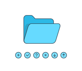 Folder icon creative design template. Editable outline, vector line illustration for app, website. 