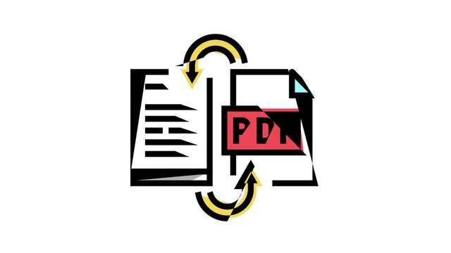 convert pdf file to word pad animated color icon. convert pdf file to word pad sign. isolated on white background