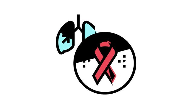 deterioration of lung function in hiv infected patients animated color icon. deterioration of lung function in hiv infected patients sign. isolated on white background