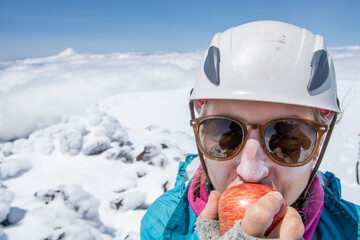portrait of a smiling alpinist