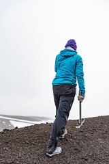 person walking on the mountain
