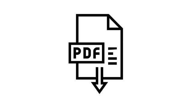 download pdf file animated black icon. download pdf file sign. isolated on white background